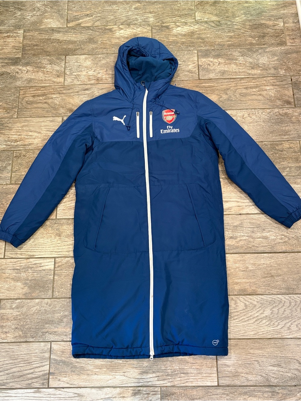 Puma Arsenal FC Long Bench Jacket Coat Navy Blue WarmCell Men's Size Medium